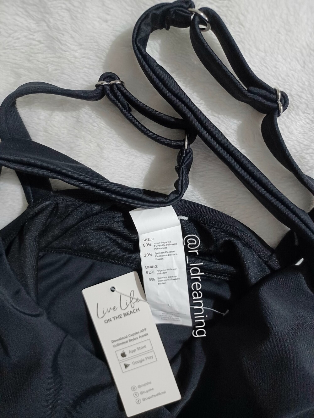 NWT Cupshe Black Women’s Draped V-Neck Swim Tank Size Large - Picture 5 of 6